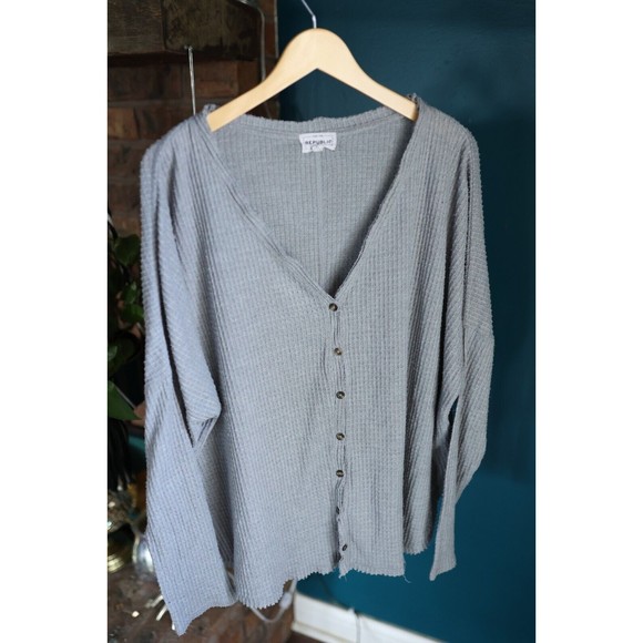 For the Republic Sweater Womens Oversize XL Gray button down sweater - Picture 1 of 5